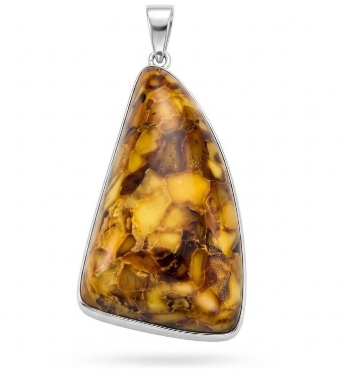 Prehistoric Authentic Baltic Amber .925 Sterling Silver beautifully handcrafted Pendant