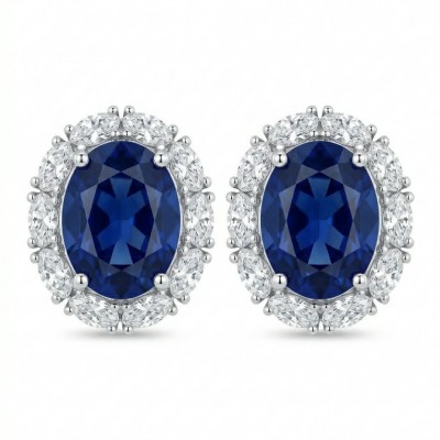 Giovanna - Authentic oval cut 6.8 carat Tanzanite .925 Sterling Silver handcrafted earrings