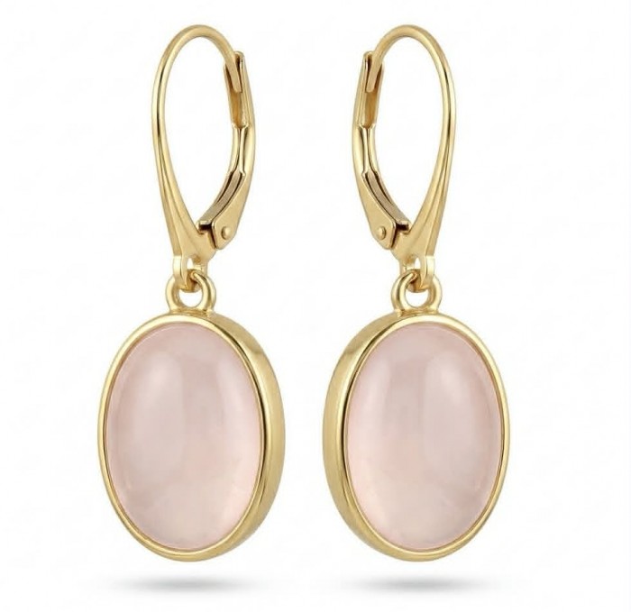Authentic 10.2 carat Rose Quartz 18K Gold over .925 Silver handcrafted Statement earrings
