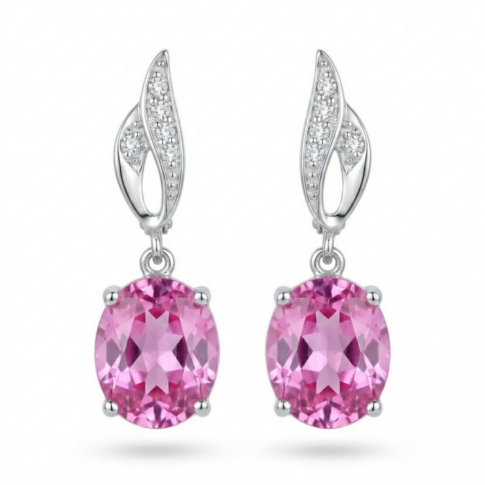 Tiffany - authentic 14.5 carat Pink Topaz .925 Sterling Silver handcrafted Earrings