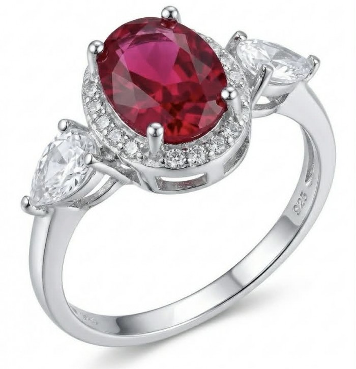 Tiffany 2.5 carat Ruby .925 Sterling Silver handcrafted incredible ring s. 8