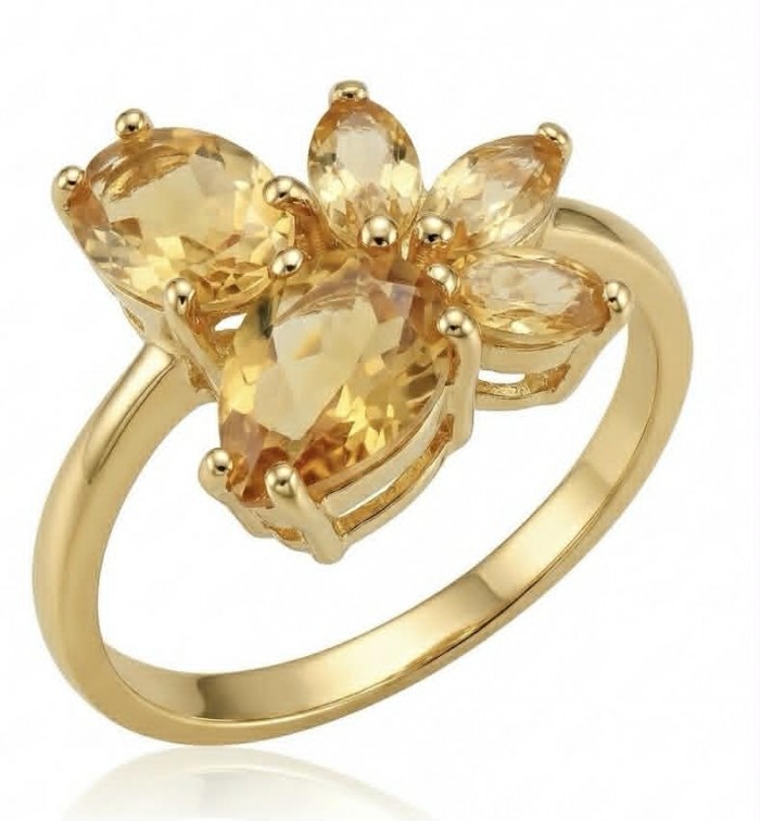 Golden Treasure 8.5 carat Brazilian Citrine 18K Gold over .925 Sterling Silver Handcrafted Ring size 8