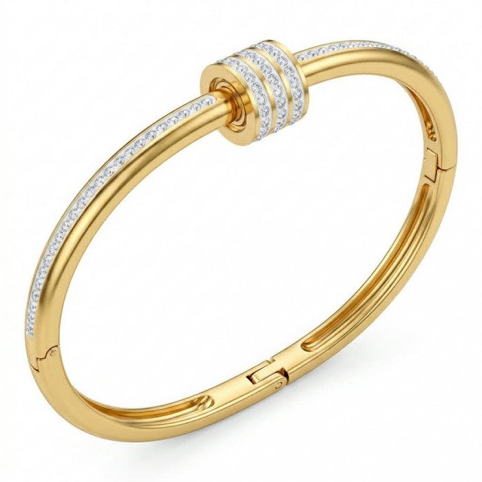 Divine - Precious pave White Topaz Gold Women bracelet
