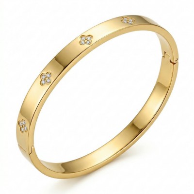Precious pave White Topaz Gold Women bracelet