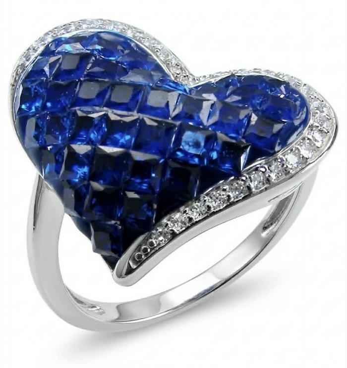 Pure Heart 12.2 carat natural Sapphire .925 Sterling Silver Perfectly handcrafted Ring s. 7