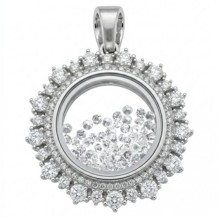 Floating Memories 12.5 carat White Sapphire .925 Sterling Silver Handcrafted Statement pendant - video