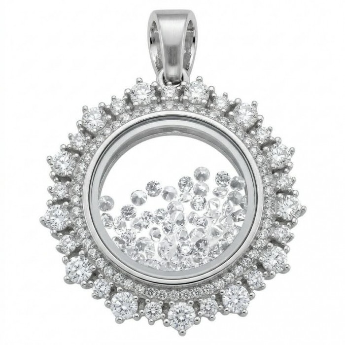 Floating Memories 12.5 carat White Sapphire .925 Sterling Silver Handcrafted Statement pendant