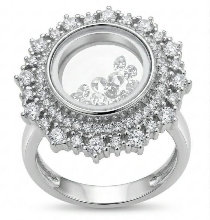 Floating Memories 10.5 carat White Sapphire .925 Sterling Silver Handcrafted Ring size 9 - video