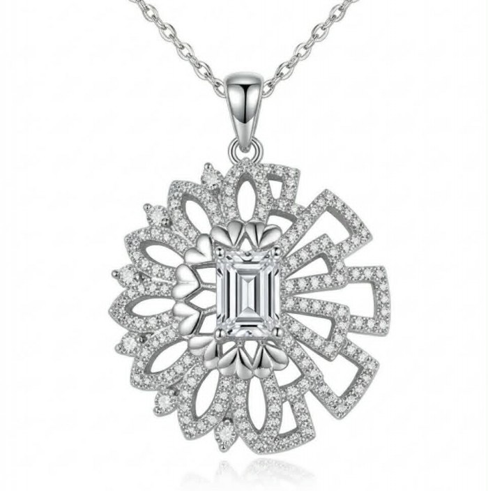 Classic Beauty 11.2 carat White Topaz highly polished 18K White Gold over .925 Sterling Silver Italy made necklace
