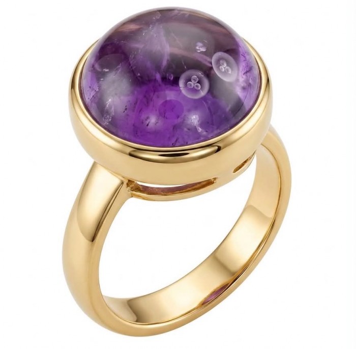 Purple Royalty 20.5 carat Amethyst .925 Sterling Silver dipped in 18K Gold Handcrafted Ring size 8 adjustable