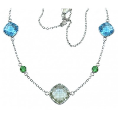 Infinity 18.5 carat Authentic Multigems Rhodium over .925 Sterling Silver handcrafted Statement necklace