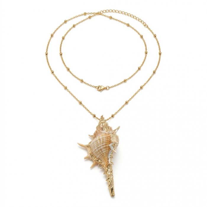 Vitamin Sea Large Oceab Shell 14K Gold over .925 Shell Sterling Silver necklace
