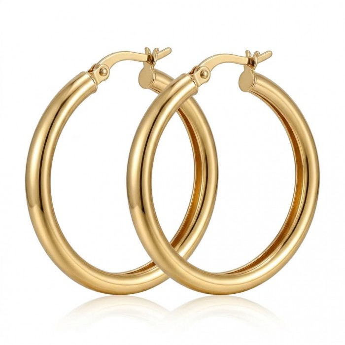 Allure Golden tone handcrafted Stylish Large Hoop earrings