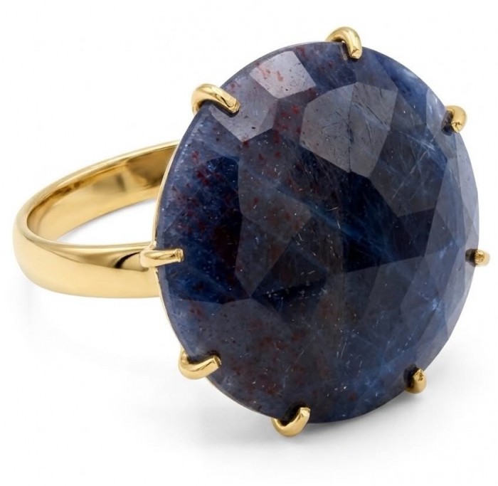 Born to Glam 14.2 carat natural Sapphire 18K Gold over .925 Sterling Silver Perfectly handcrafted Ring s. 8
