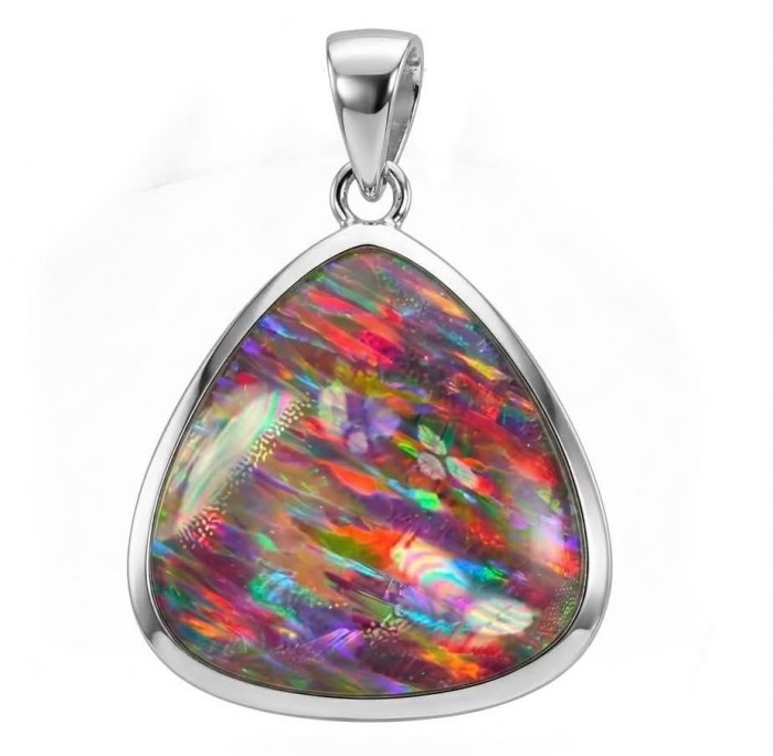 Kaleidopscop 19.5 carat Australian Doublet Opal .925 Sterling Silver handcrafted pendant