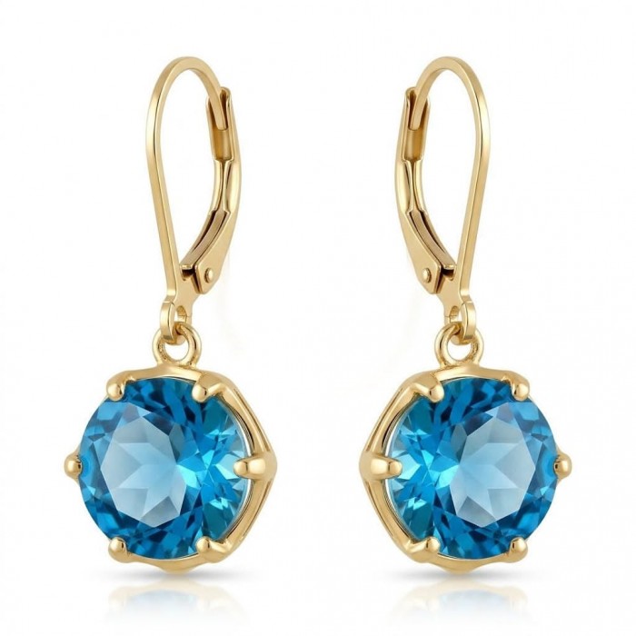 Atlantica 6.8 carat Swiss Blue Topaz 22K Gold over .925 Sterling Silver Handcrafted Statement earrings