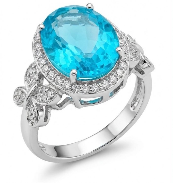 WONDERLAND 14.5 carat Paraiba Tourmaline .925 Sterling Silver Handcrafted Ring size 7 3/4