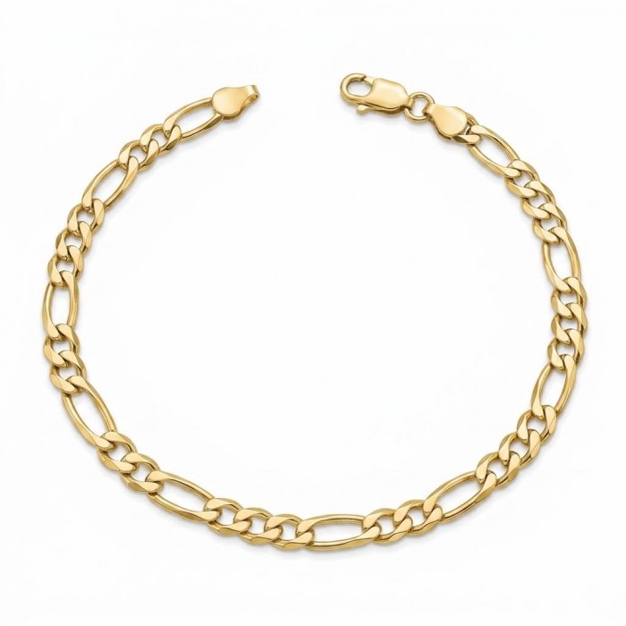 Authentic Figaro design 18K Gold over .925 Sterling Silver handmade Bracelet