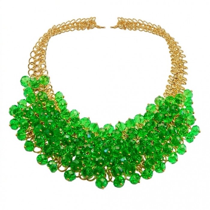 Emma 229.8 carat Green Topaz golden Handcrafted necklace