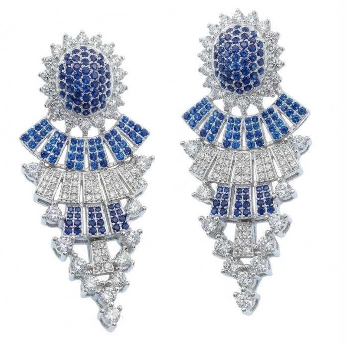 Authentic 4.7 carat Sapphire Rhodium over .925 Sterling Silver handcrafted Statement earrings - video