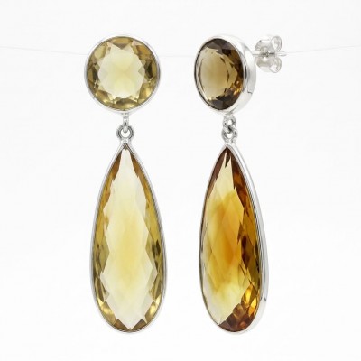 Alessandra 22.5 carat Champagne Smoky Topaz .925 Sterling Silver handmade Earrings