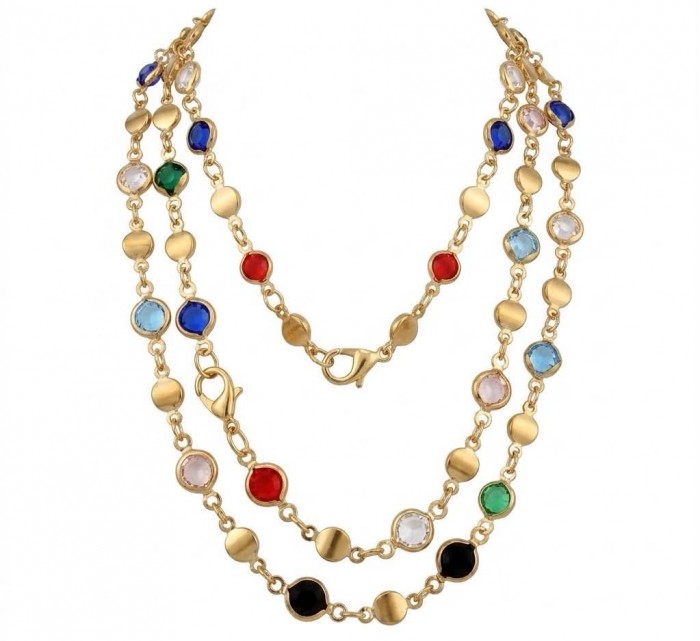 Tutti Frutti 14.5 carat Multigem 14K Gold over .925 Sterling Silver handcrafted Statement necklace