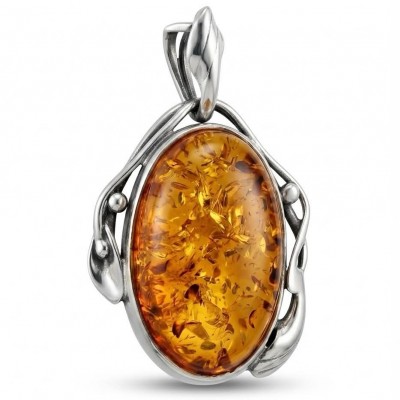 Sea Treasure Prehistoric Authentic Golden Baltic Amber .925 Sterling Silver beautifully handcrafted Pendant