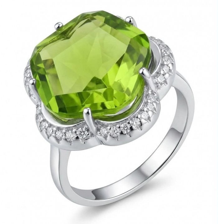 Royalty 9.9 carat authentic Himalayan Peridot .925 Sterling Silver Handcrafted Statement Ring size 7