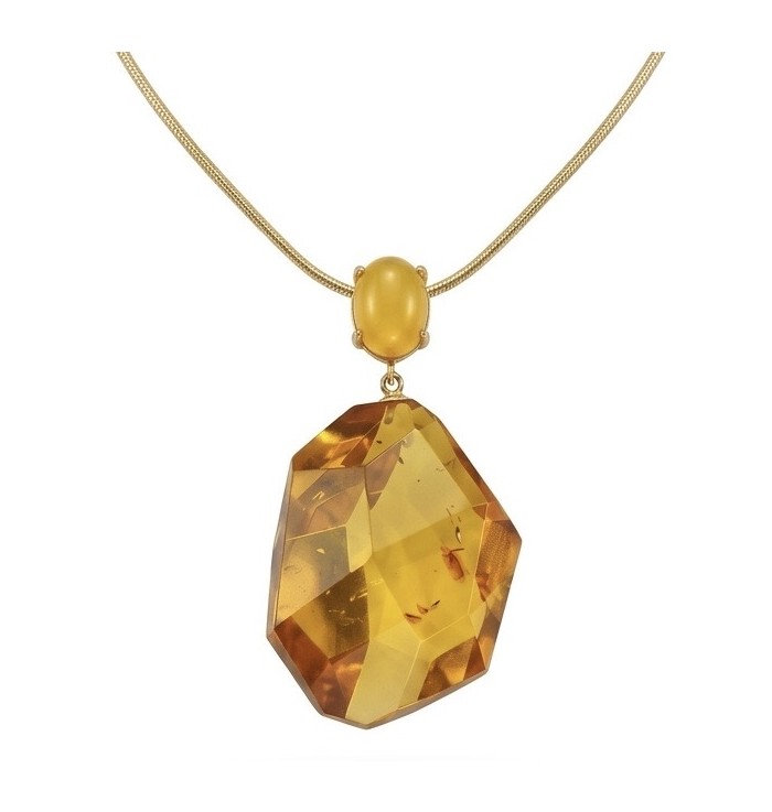 Wonderful Perfection real faceted Elegant Genuine Golden Baltic Amber 22K Gold over .925 Silver handcrafted Necklace
