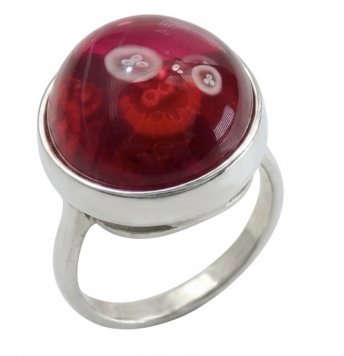 Jeanne Natural 17.4 carat Ruby .925 Sterling Silver dipped in rhodium handmade Statement Ring size 8