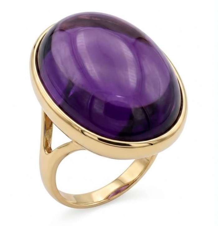 Top quality 26.2 carat Amethyst .925 Sterling Silver dipped in 18K Gold Handcrafted Large Ring size 6 1/4