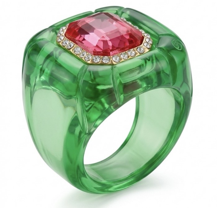 Candy Store - Modern Design Natural Green Raisin Pink Topaz .925 Sterling Silver ring size 8 1/4