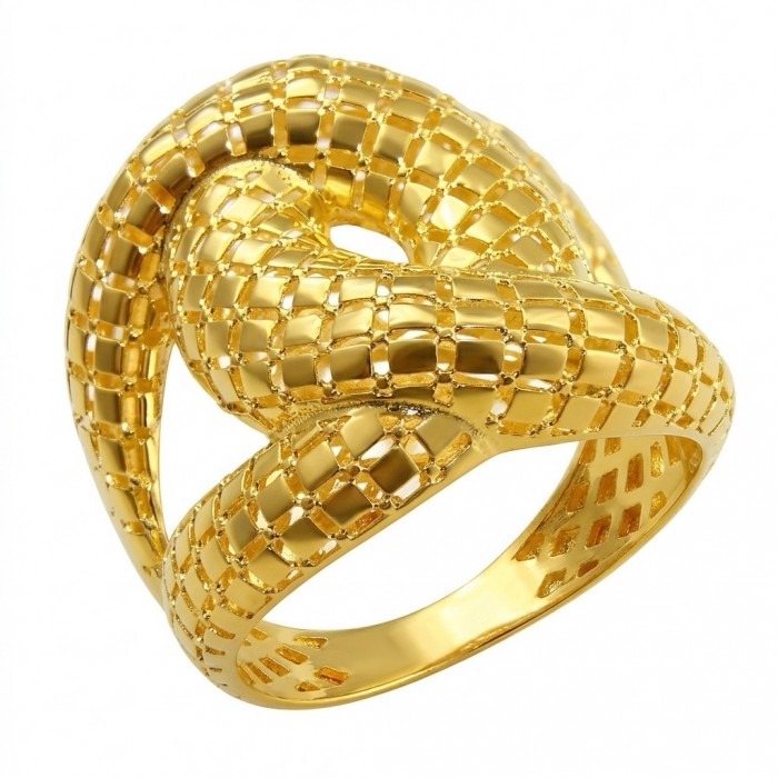Dubai Style - Golden knot - .925 Sterling Silver dipped in 22K Gold handmade Large ring size 8