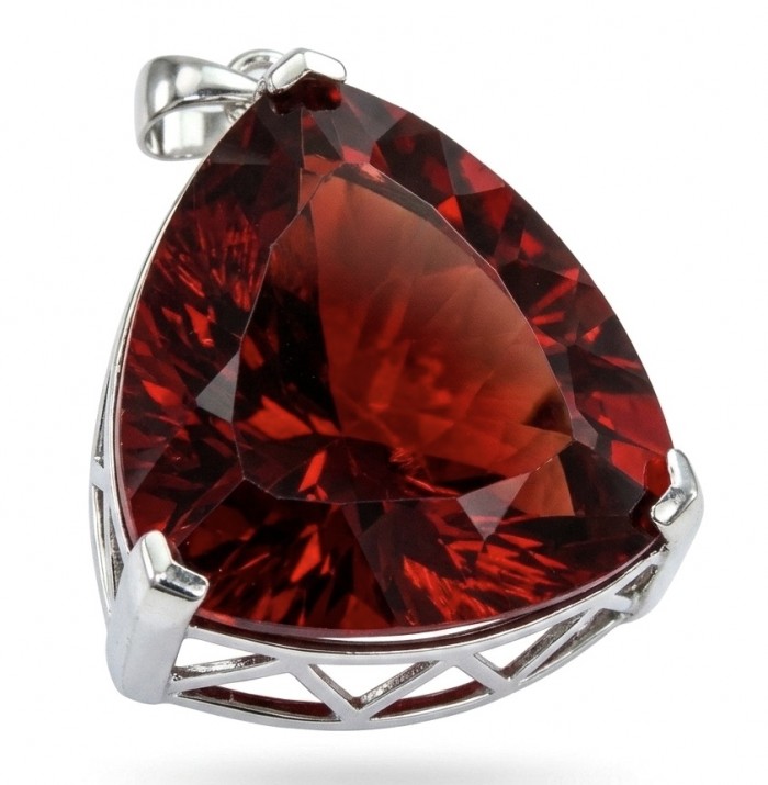 Very Rare! Trillion Cut Perfect 44.5 carat Volcanic Helenite .925 Sterling Silver handcrafted Pendant