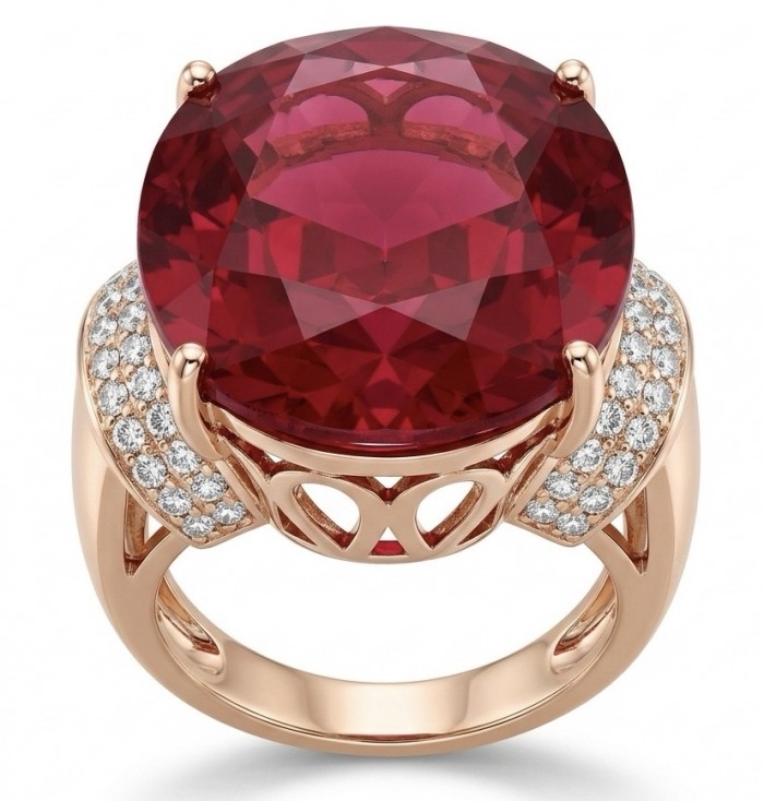 Royalty Natural 25.4 carat Ruby .925 Sterling Silver dipped in 22K Rose Gold handmade Large Statement Ring size 6 1/4