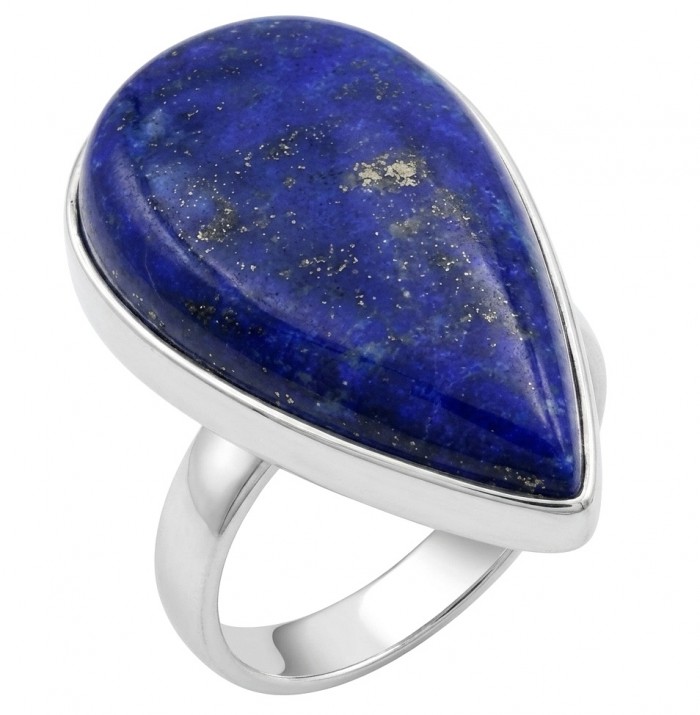 Natural 24.5 carat Lapis Lazuli .925 Sterling Silver handcrafted ring size 8 adjustable