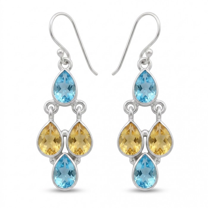 Fiesta Authentic 10.7 carat Multigem .925 Sterling Silver handcrafted earrings
