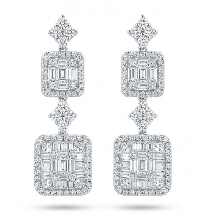 Carolyn - Precious 9.5 carta White Topaz rhodium over .925 Sterling Silver .925 Sterling Silver Statement earrings