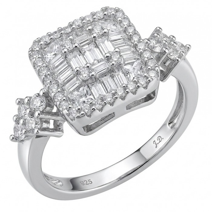 Carolyn - Precious 35.5 carta White Topaz rhodium over .925 Sterling Silver .925 Sterling Silver Statement ring size 6 1/4