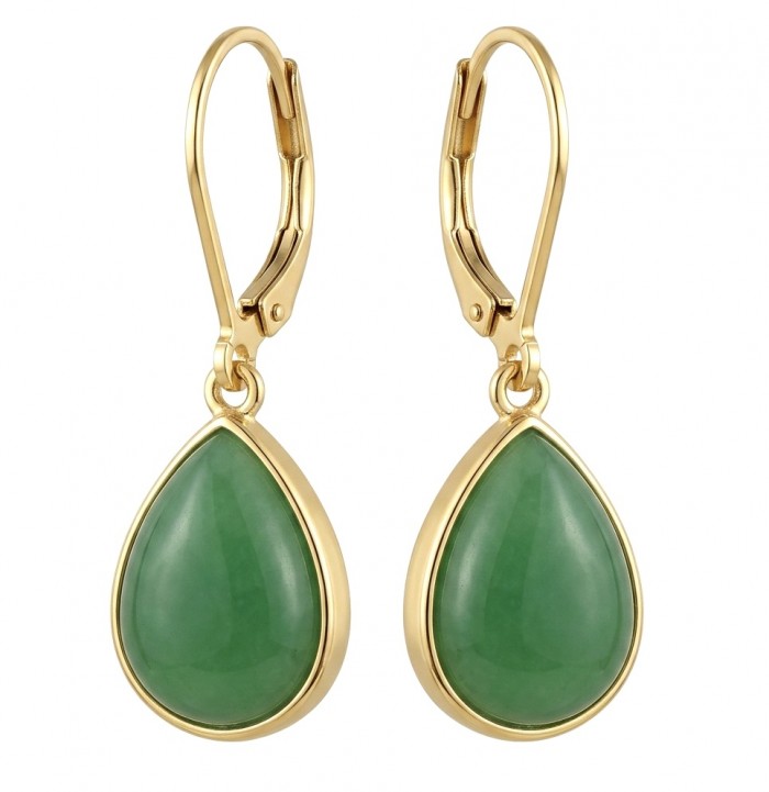 Unique genuine Jade 18K Gold over over .925 Sterling Silver handcrafted earrings