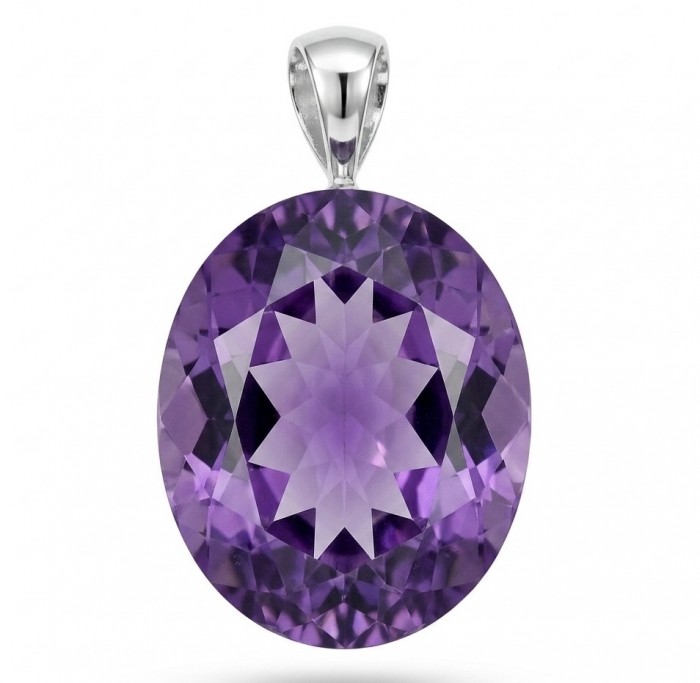 Neon Purple - Mademoiselle - 25.5 carat natural Purple Topaz .925 Sterling Silver dipped in rhodium handcrafted Pendant