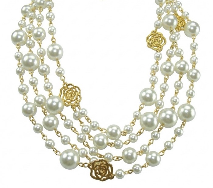 Sublime 60 inches long FRESH WATER PEARL 10k Gold over .925 Sterling Silver handmade Necklace