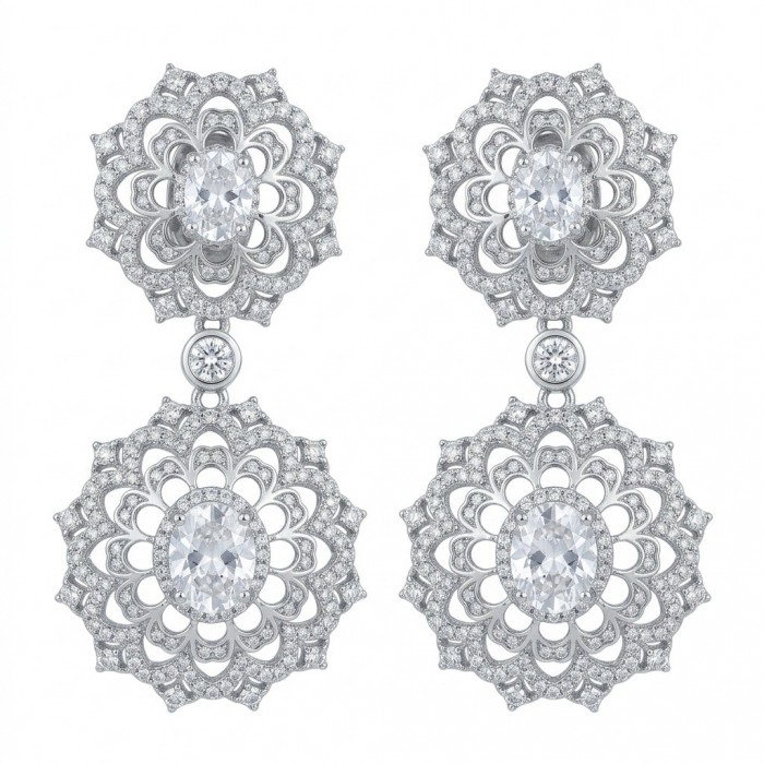 Elizabeth Natural 8.2 carat White Topaz .925 Sterling Silver handcrafted earrings