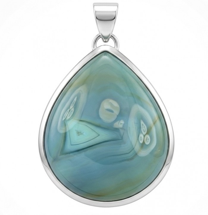 Deluxe 29.2 carat Botswana Agate .925 Sterling Silver handmade Large Pendant