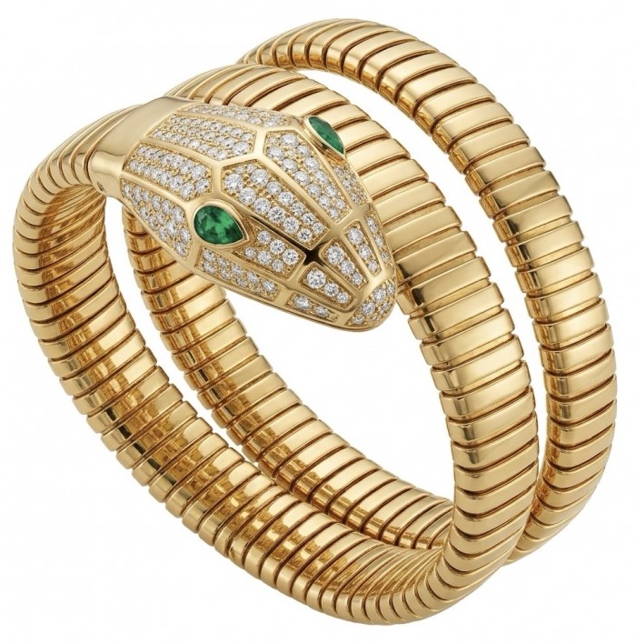 SERPENTINE Precious Snake Genuine 4.2 carat Emerald 925 Sterling Silver dipped in 18K Gold handcrafted Bracelet