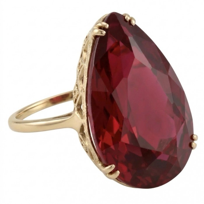 Carmen Natural 25.4 carat Ruby .925 Sterling Silver dipped in 22K Gold handmade Large Statement Ring size 6