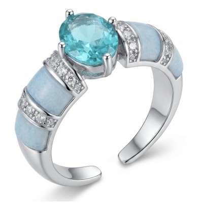 Wonderland 3.1 carat Paraiba Tourmaline .925 Sterling Silver Handcrafted Ring size 7 1/4