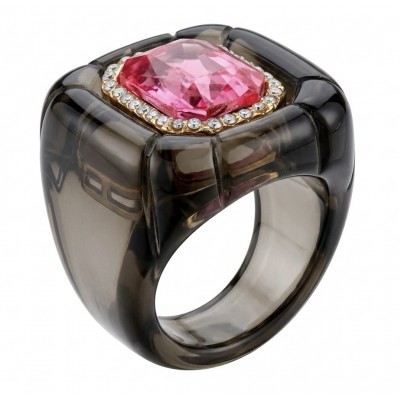Candy Store - Modern Design Natural Brown Raisin Pink Topaz .925 Sterling Silver ring size 8 1/4