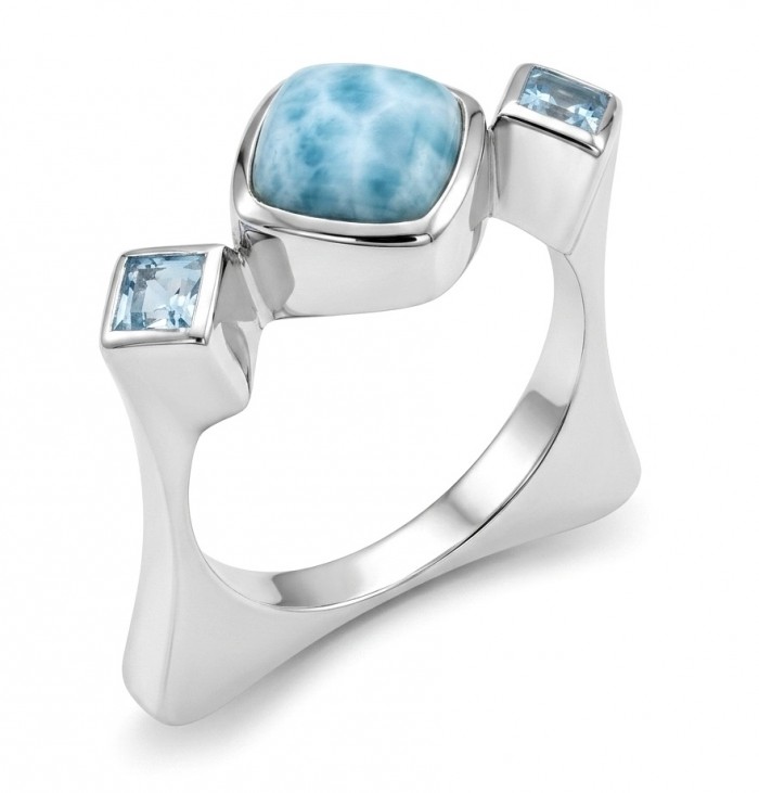Caribbean Beauty 4.5 carat Genuine Blue Larimar .925 Sterling Silver handmade ring size 8 1/4