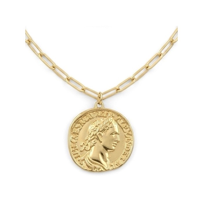 Ave Caesar - Vintage Style Coin .925 Sterling silver and plated with 14K Gold handcrafted necklace